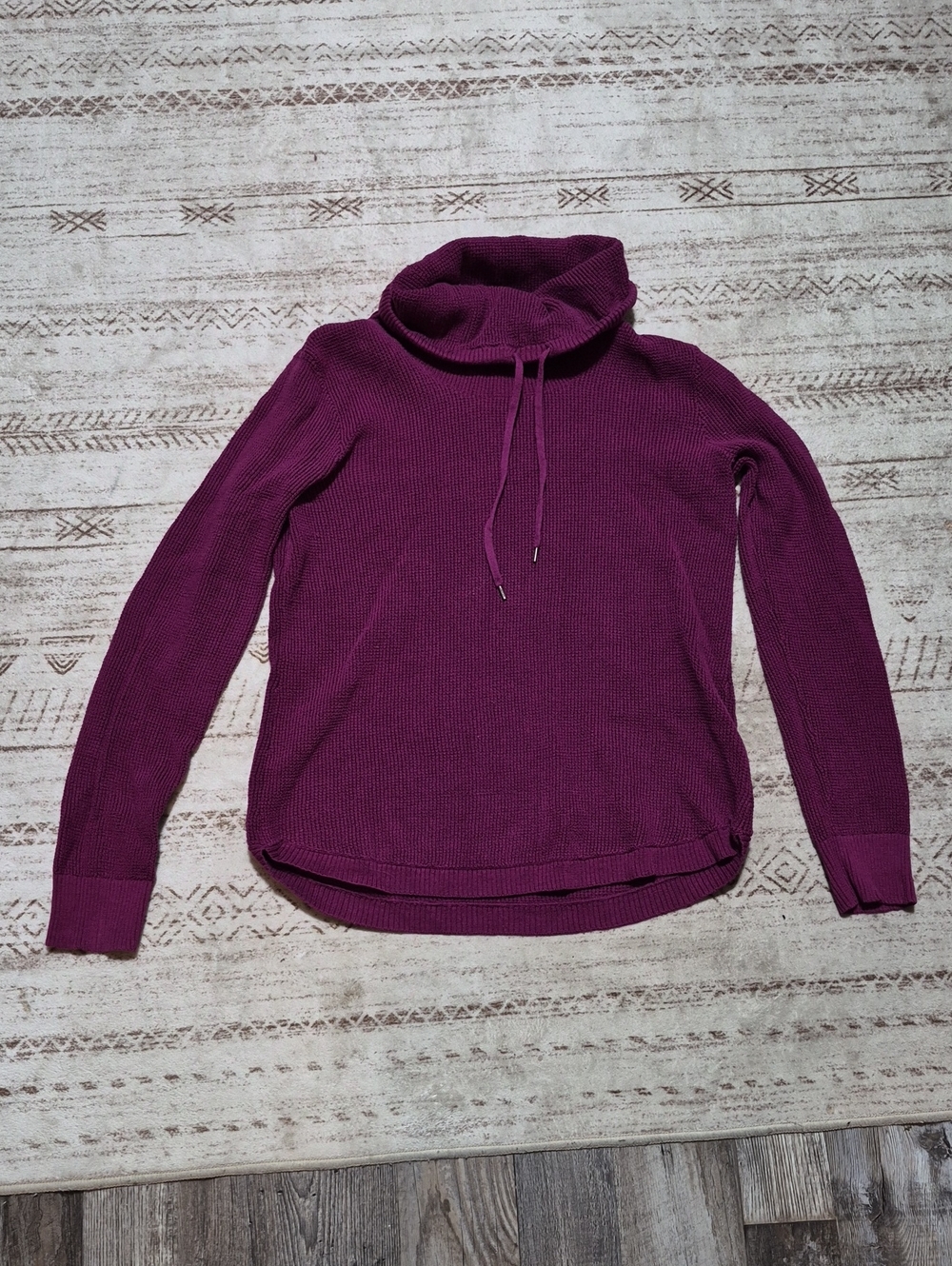 Reserved Plum Cowl Neck Sweater with Drawstring